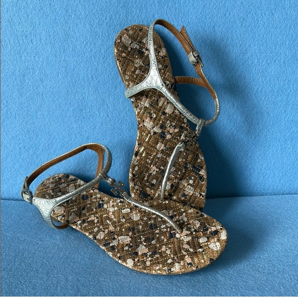 Tory Burch Metallic Silver Sandals